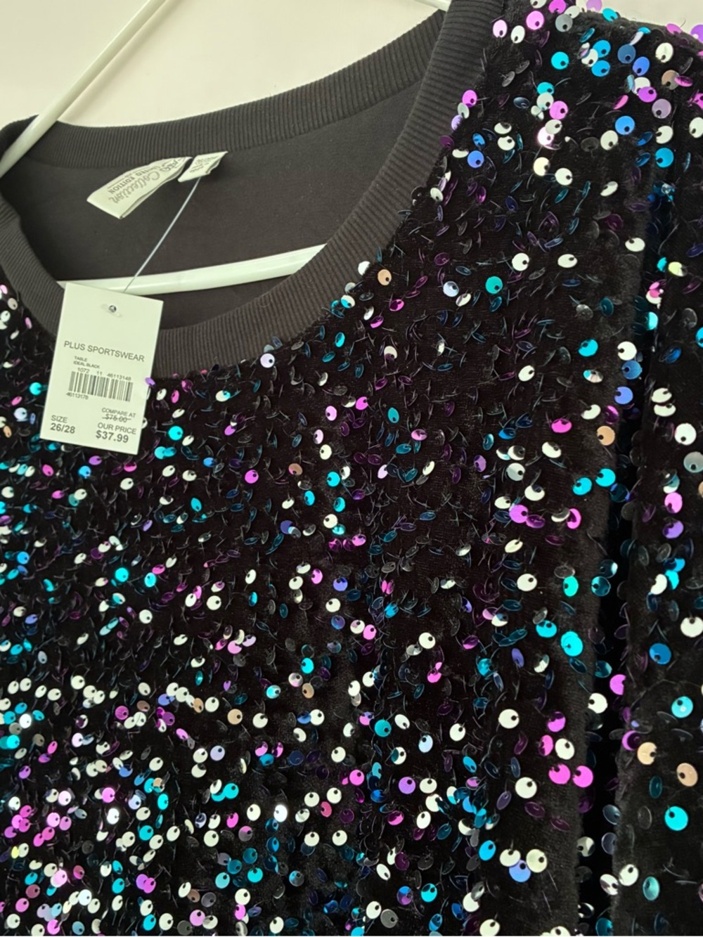 NWT Cato Black Sequin Pullover Sweatshirt